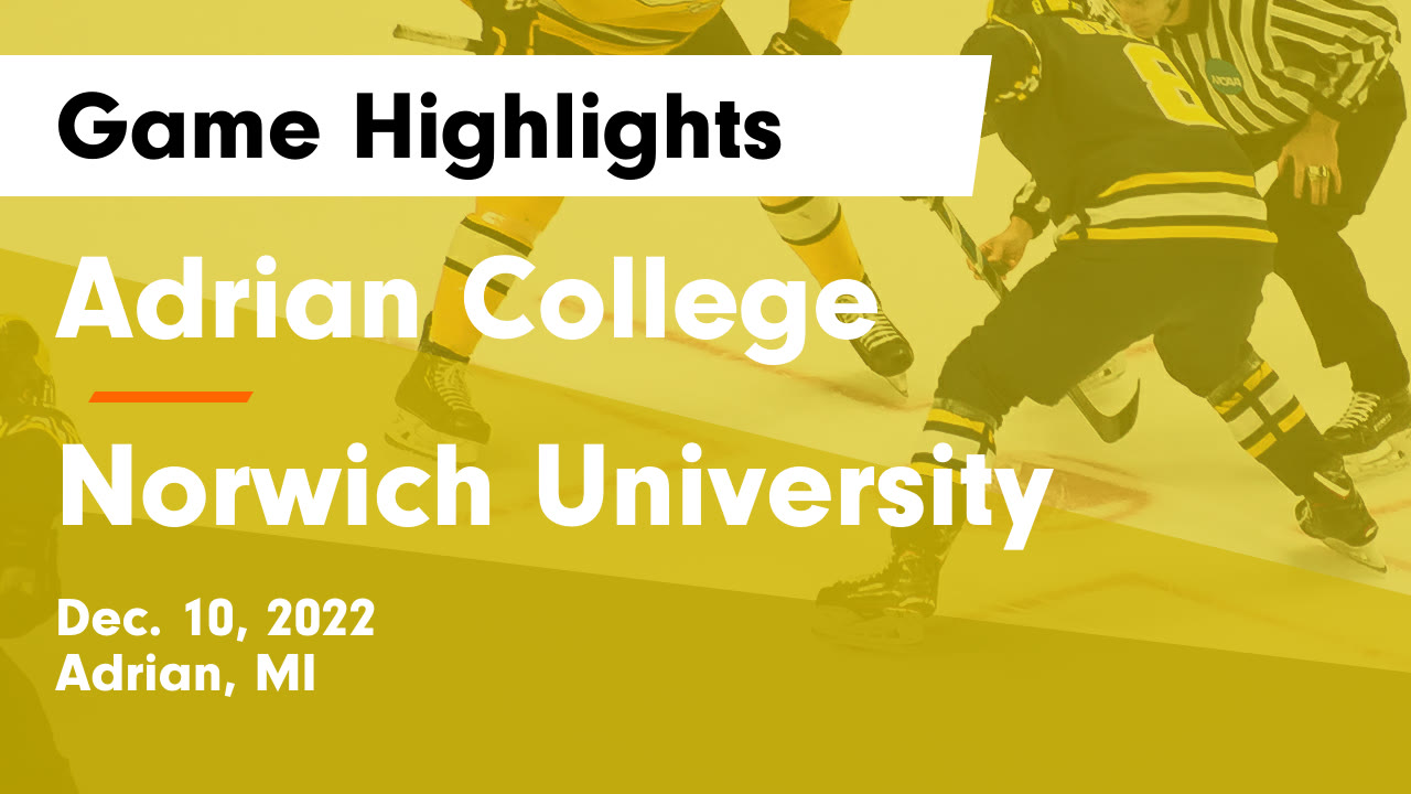 Adrian College vs Norwich University Game Highlights Dec. 10, 2022 Adrian College highlights